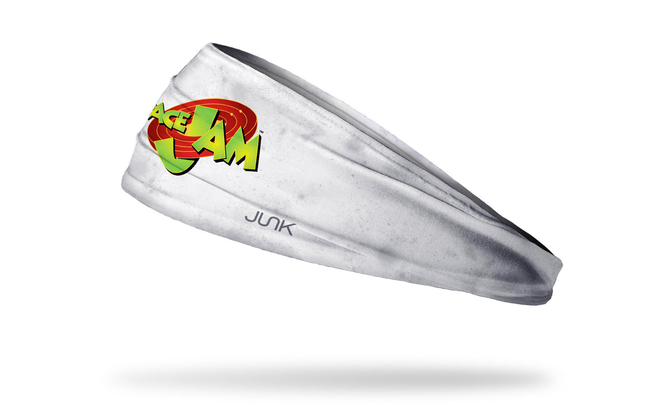 white headband with grunge overlay and Space Jam logo in full color