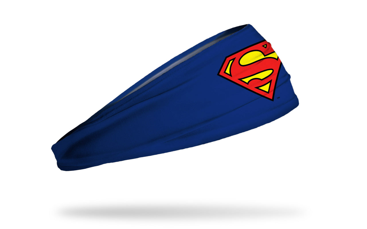 blue headband with DC Superman logo in full color red and yellow