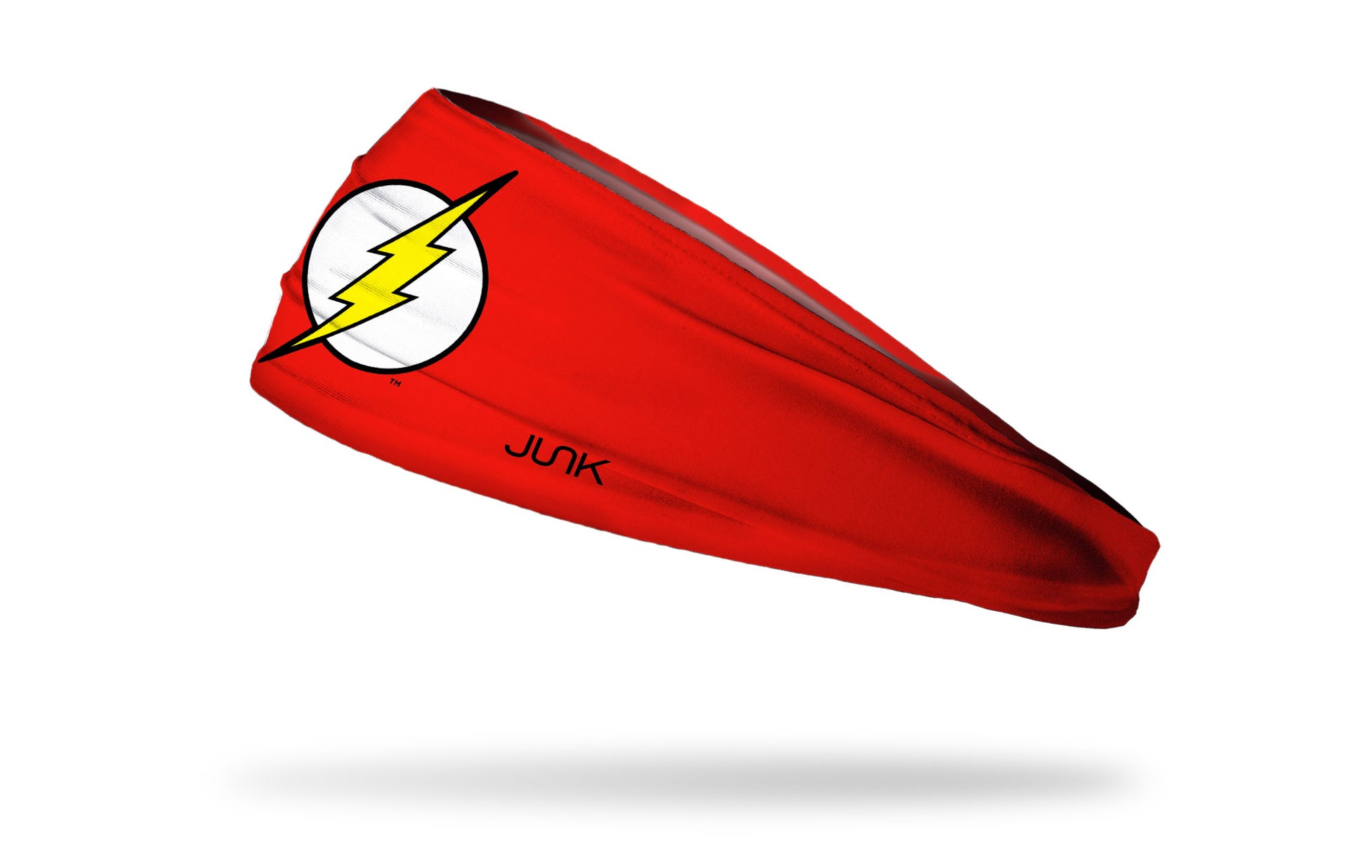 red headband with DC The Flash lightning bolt full color logo in center