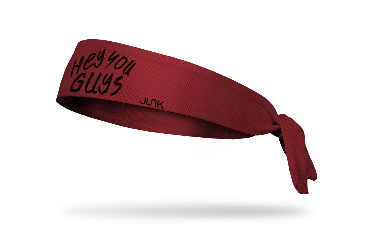 red headband with Goonies quote hey you guys wordmark in black